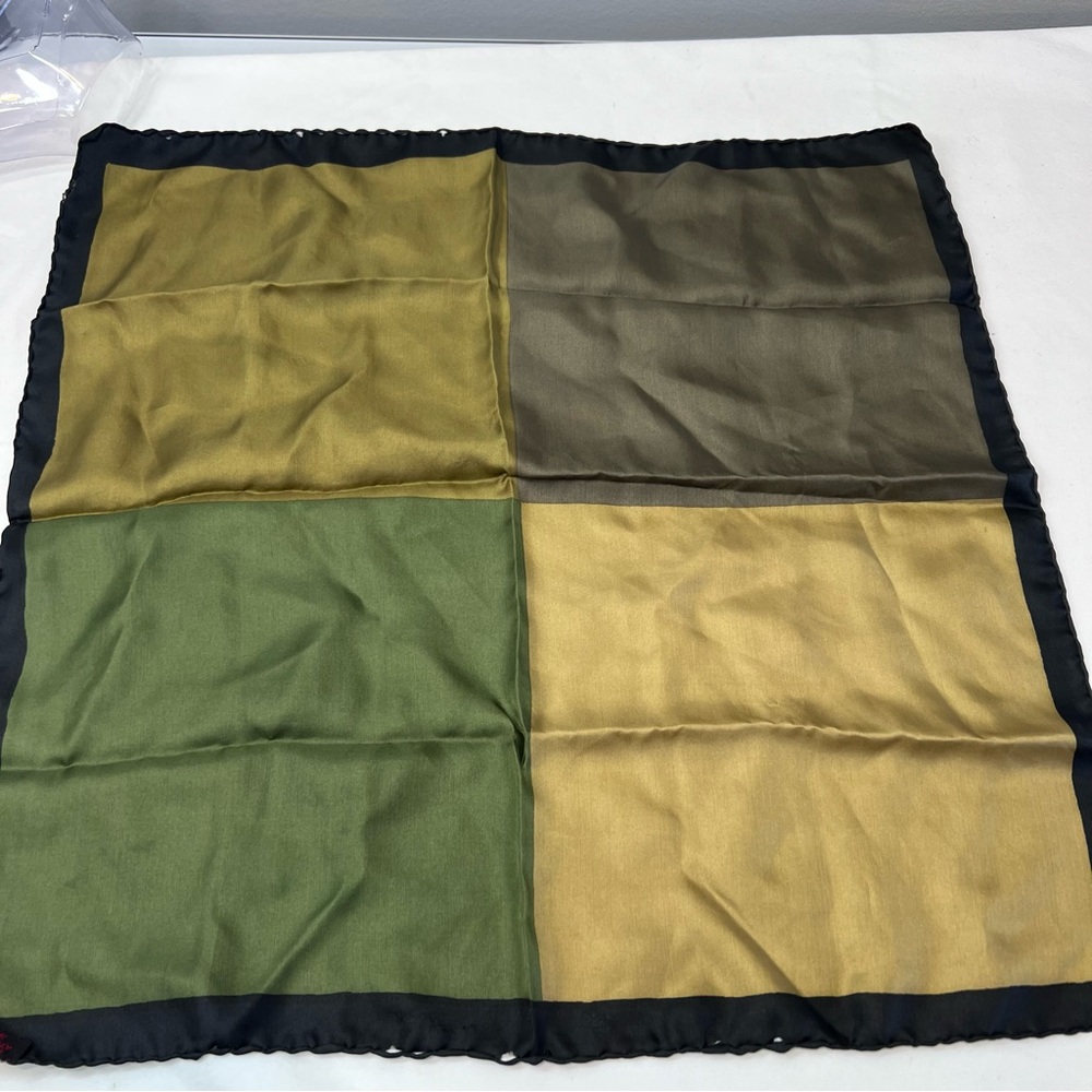 2 Vintage 100% silk scarves pocket squares neckerchiefs - Picture 3 of 7